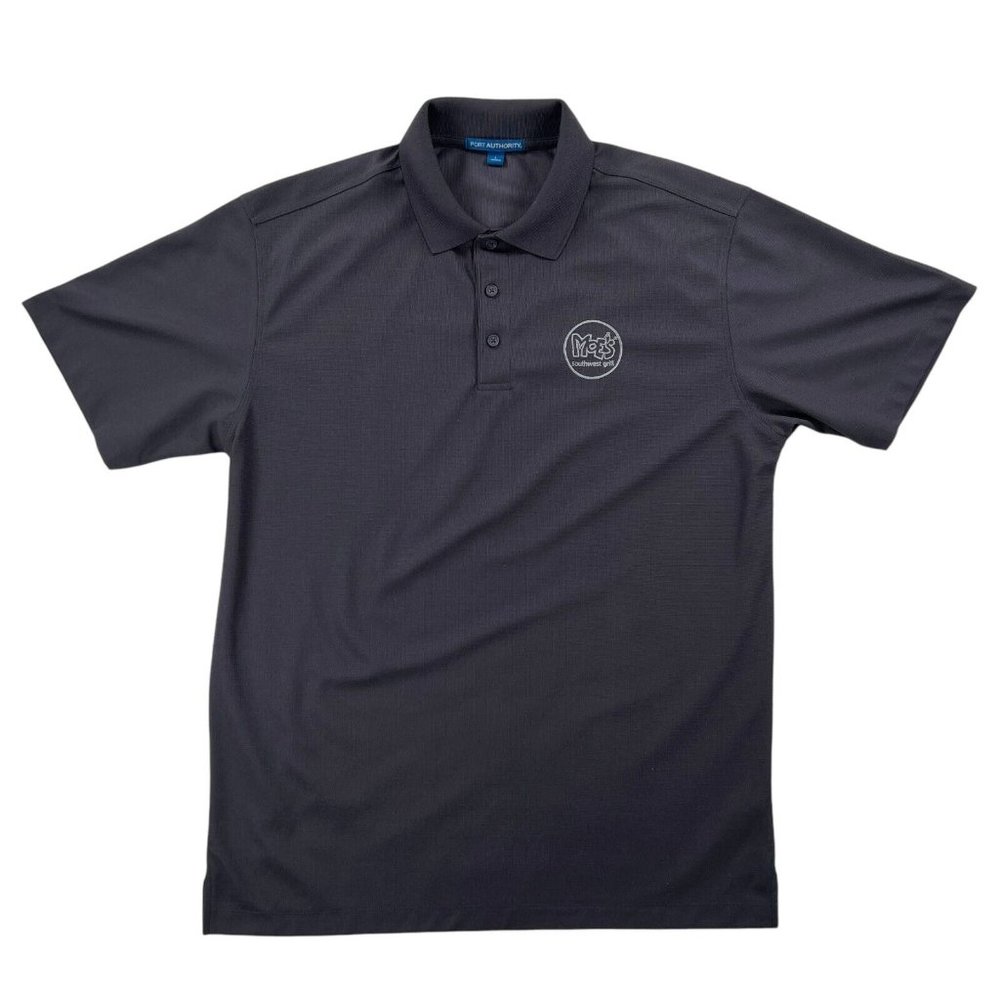 Moe's Moes Polo Shirt Men L Gray Polo Burrito Waiter Restaurant Food Work Cook